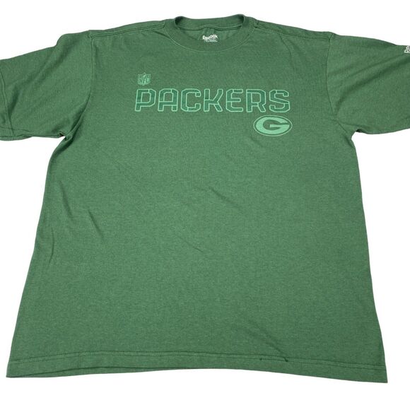 Green Bay Packers T Shirt Mens Medium Green Reebok NFL Football Sports Crew Neck - Picture 7 of 11